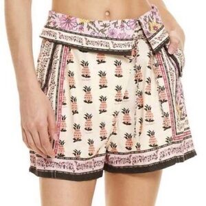 Agua Bendita Pink Floral & Pineapple High Waist Shorts